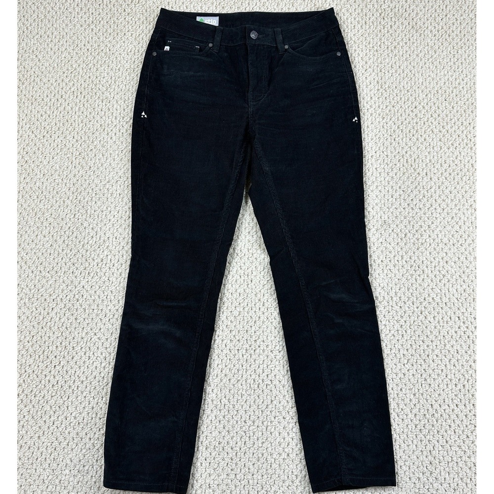 Stio Pants Womens 6 Black Corduroy Slim Straight Leg Stretch Rivet Cord Mid Rise